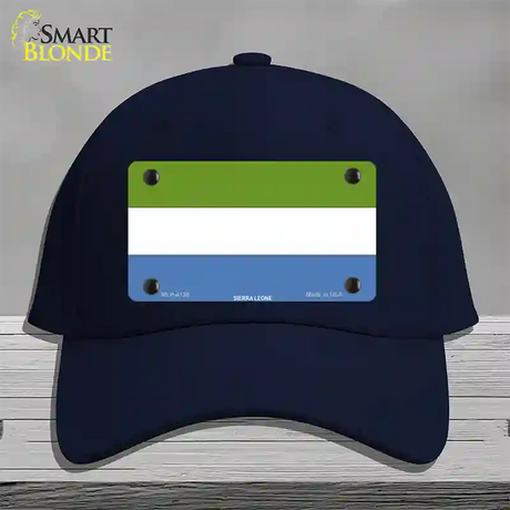 Sierra Leone Flag Novelty License Plate Hat Cotton / Navy