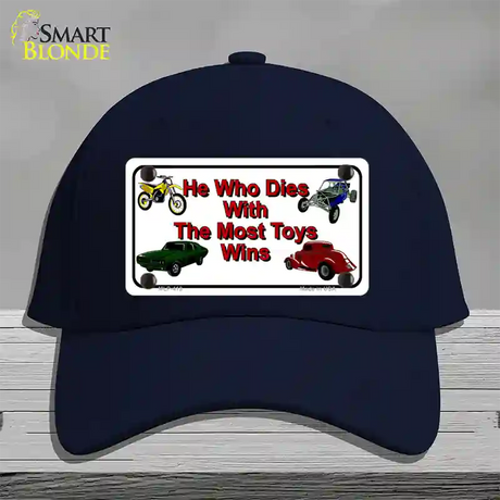 He With The Most Toys Wins Novelty License Plate Hat Cotton / Navy