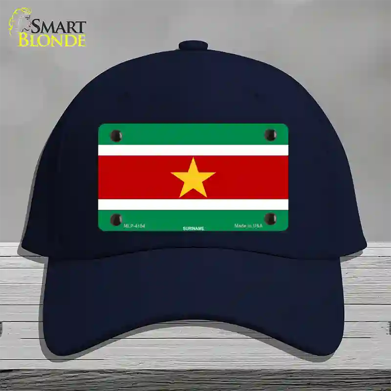 Suriname Flag Novelty License Plate Hat Cotton / Navy