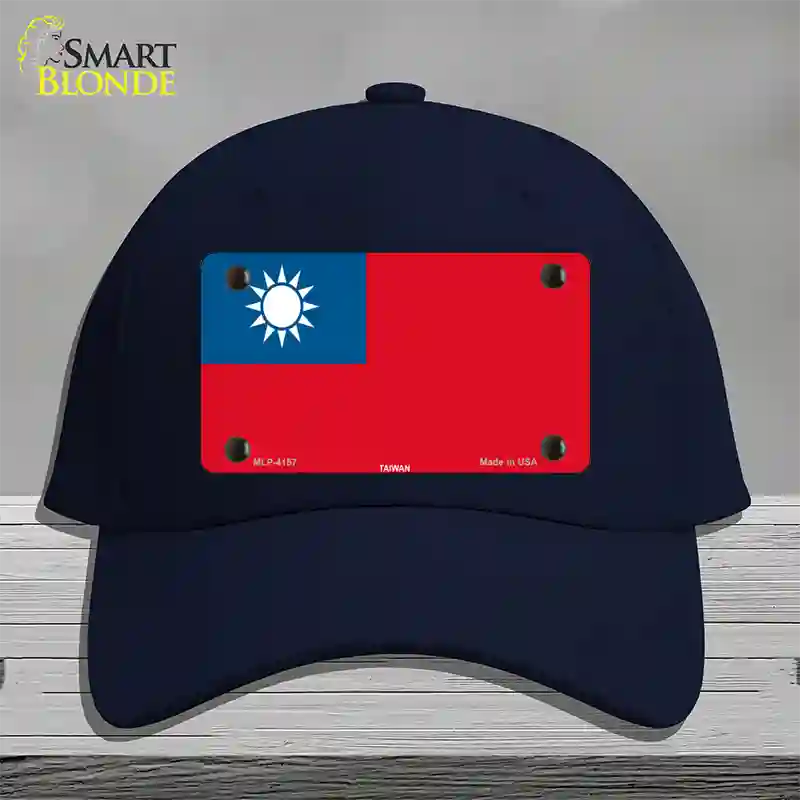 Taiwan Flag Novelty License Plate Hat Cotton / Navy