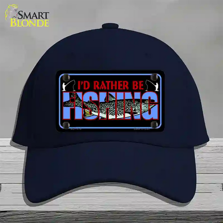 Rather Be Fishing Novelty License Plate Hat Cotton / Navy