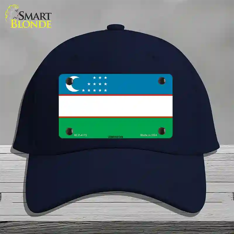 Uzbe Kistan Flag Novelty License Plate Hat Cotton / Navy