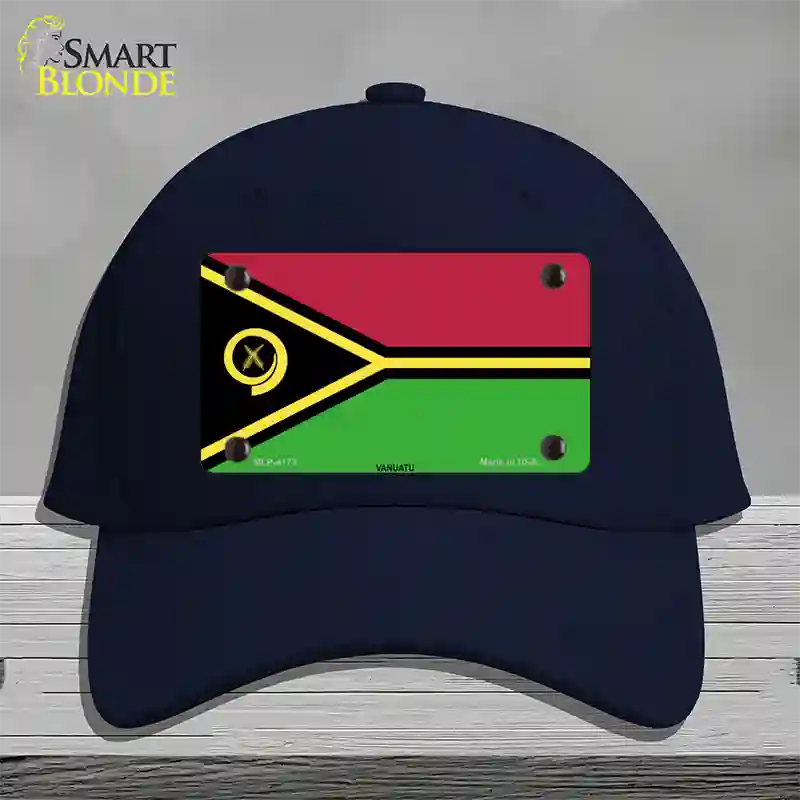 Vanuatu Flag Novelty License Plate Hat Cotton / Navy