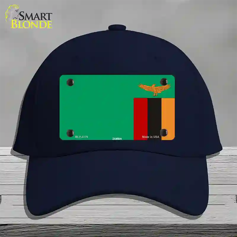 Zambia Flag Novelty License Plate Hat Cotton / Navy