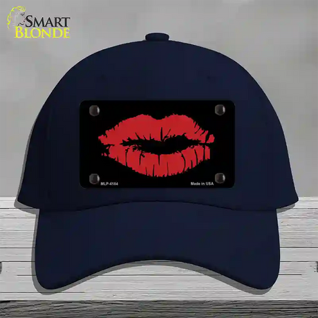 Full Red Lips Novelty License Plate Hat Cotton / Navy