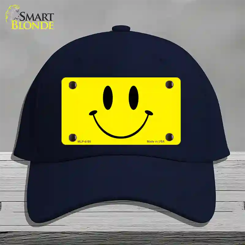 Happy Face Novelty License Plate Hat Cotton / Navy