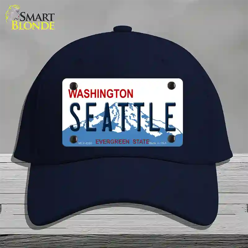 Seattle Washington Novelty License Plate Hat Cotton / Navy