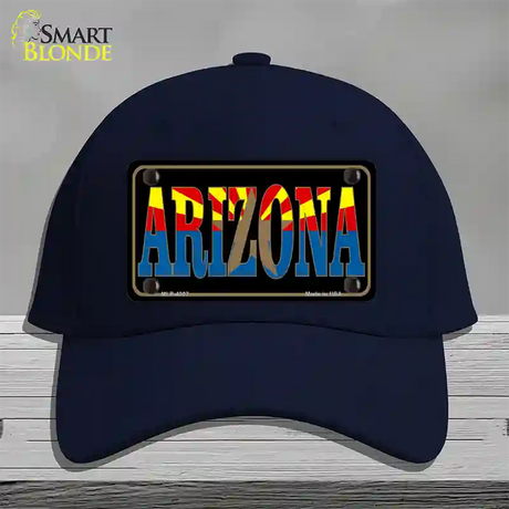 Arizona Inlayed State Flag Novelty License Plate Hat Cotton / Navy