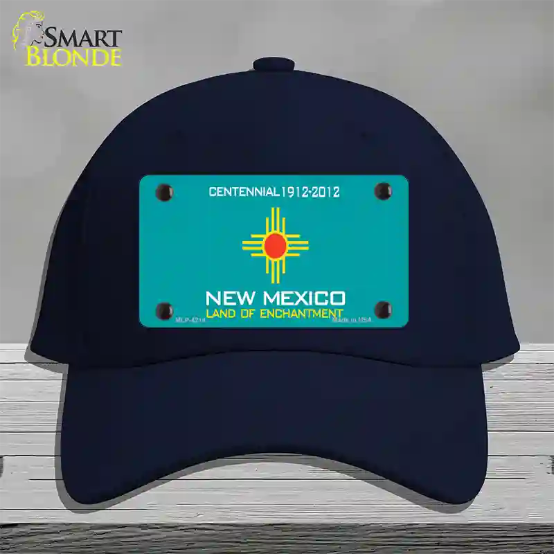 New Mexico Teal State Blank Novelty License Plate Hat Cotton / Navy