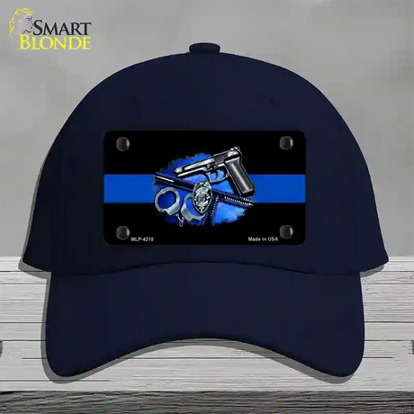 Thin Blue Line Badge Novelty License Plate Hat Cotton / Navy