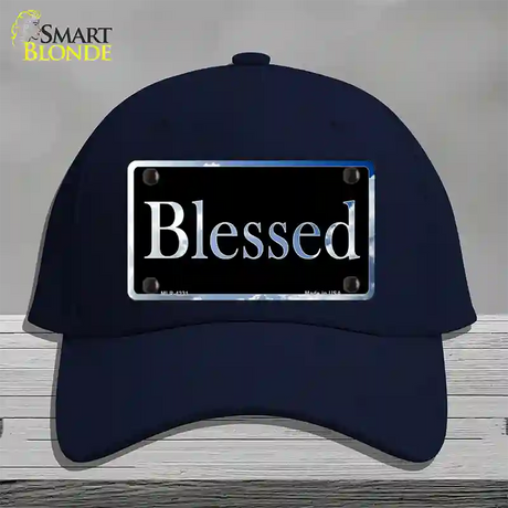 Blessed Blue Sky Cloud Novelty License Plate Hat Cotton / Navy