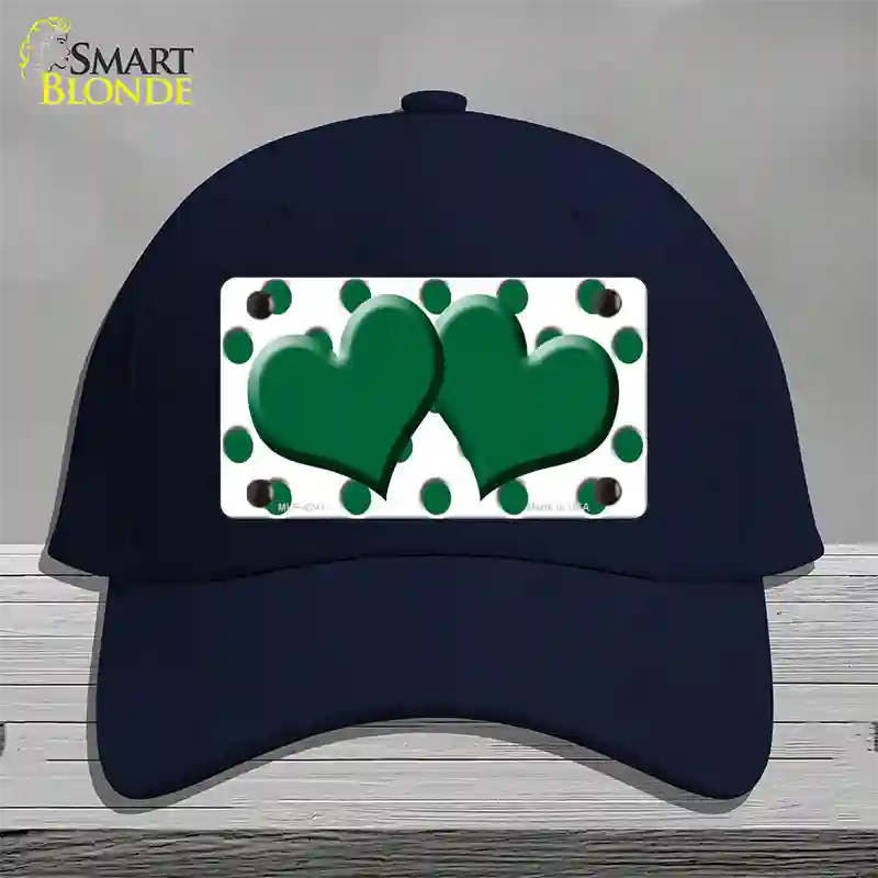 Green White Polka Dot Green Centered Hearts Novelty License Plate Hat Cotton / Navy