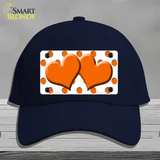 Orange White Polka Dot Orange Centered Hearts Novelty License Plate Hat Cotton / Navy