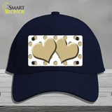 Gold White Polka Dot Gold Centered Hearts Novelty License Plate Hat Cotton / Navy