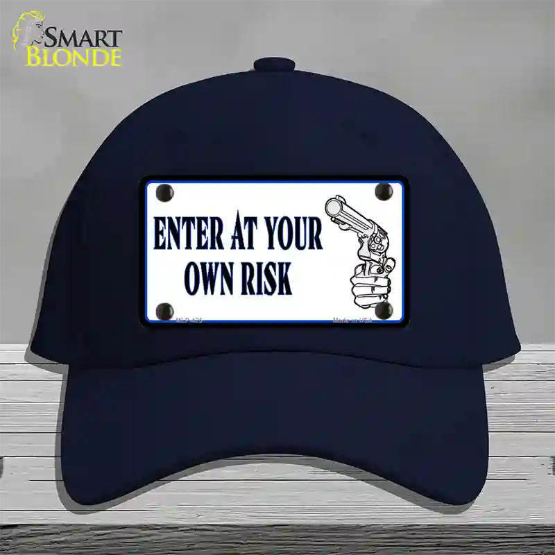 Enter At Own Risk Novelty License Plate Hat Cotton / Navy