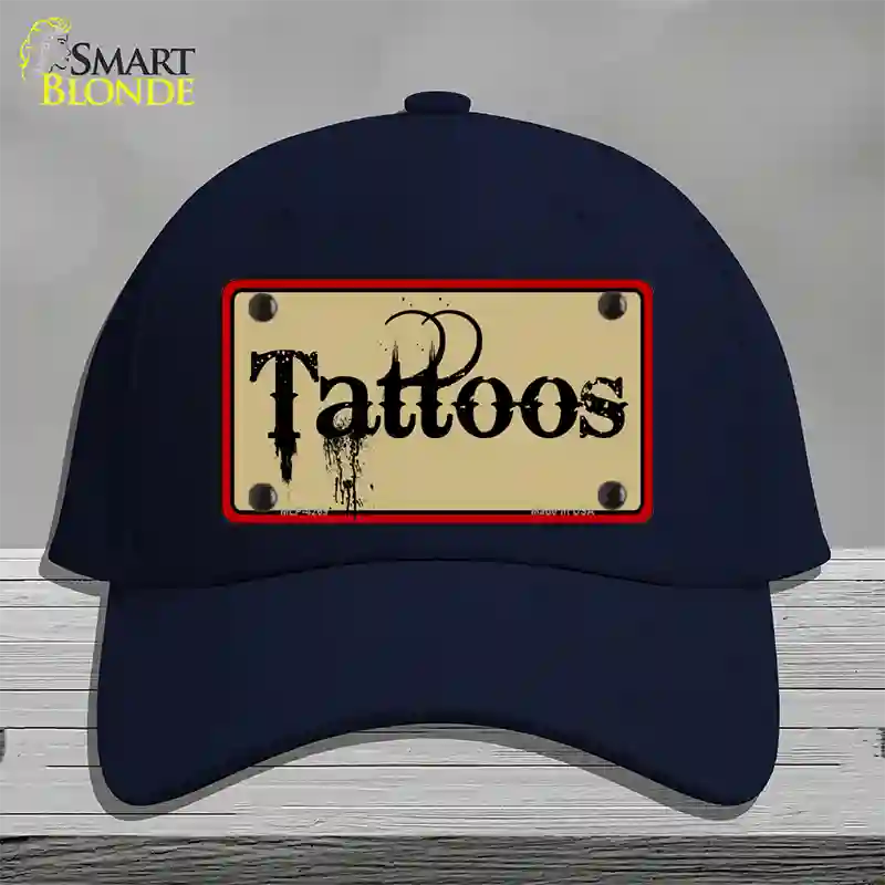 Tattoos Novelty License Plate Hat Cotton / Navy