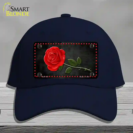 Rose Design Black Novelty License Plate Hat Cotton / Navy