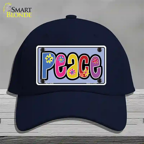 Peace And Flowers Novelty License Plate Hat Cotton / Navy