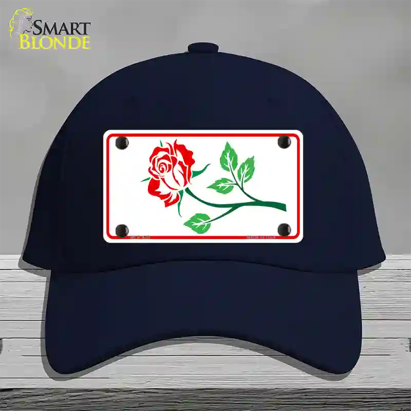 Rose Design White Novelty License Plate Hat Cotton / Navy