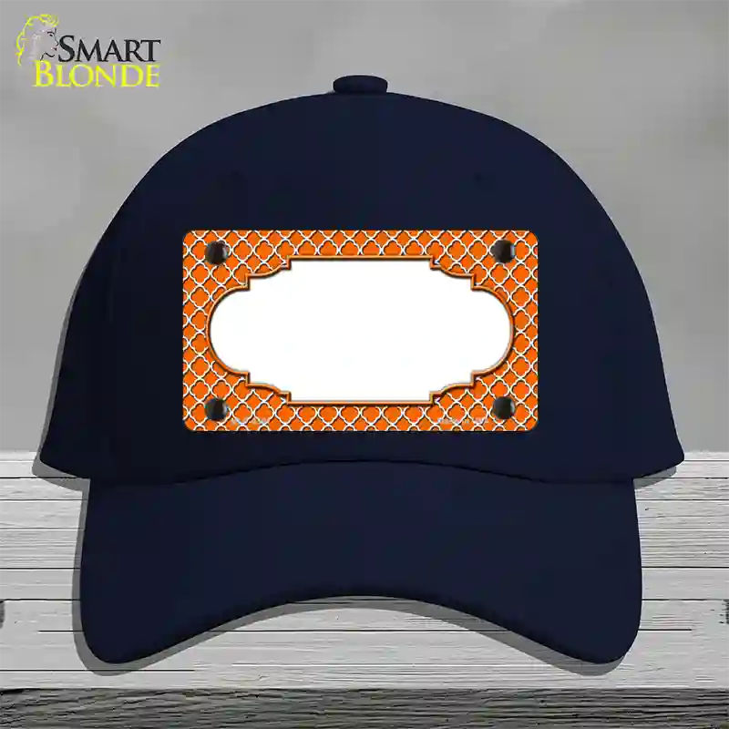 Orange White Quatrefoil Center Scallop Novelty License Plate Hat Cotton / Navy