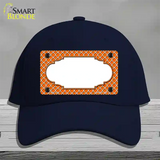 Orange White Quatrefoil Center Scallop Novelty License Plate Hat Cotton / Navy