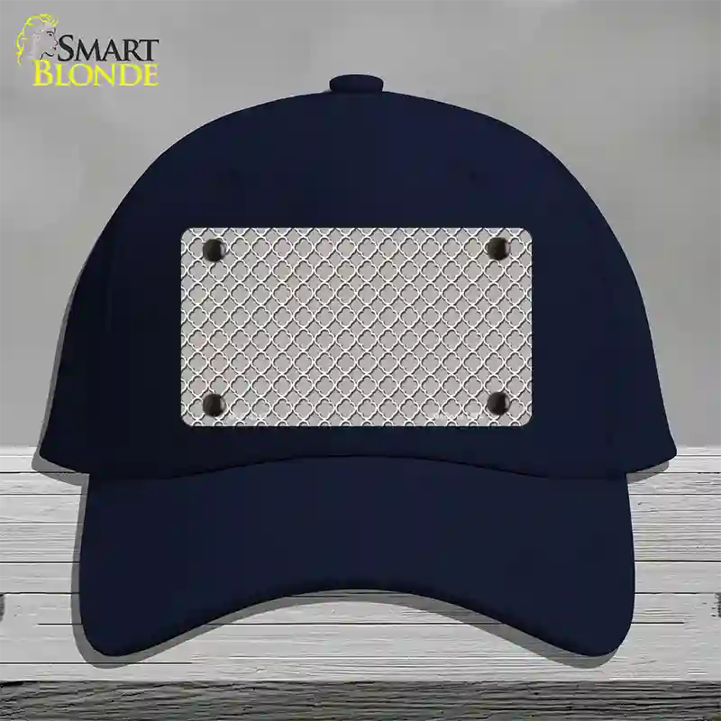 Grey White Quatrefoil Novelty License Plate Hat Cotton / Navy