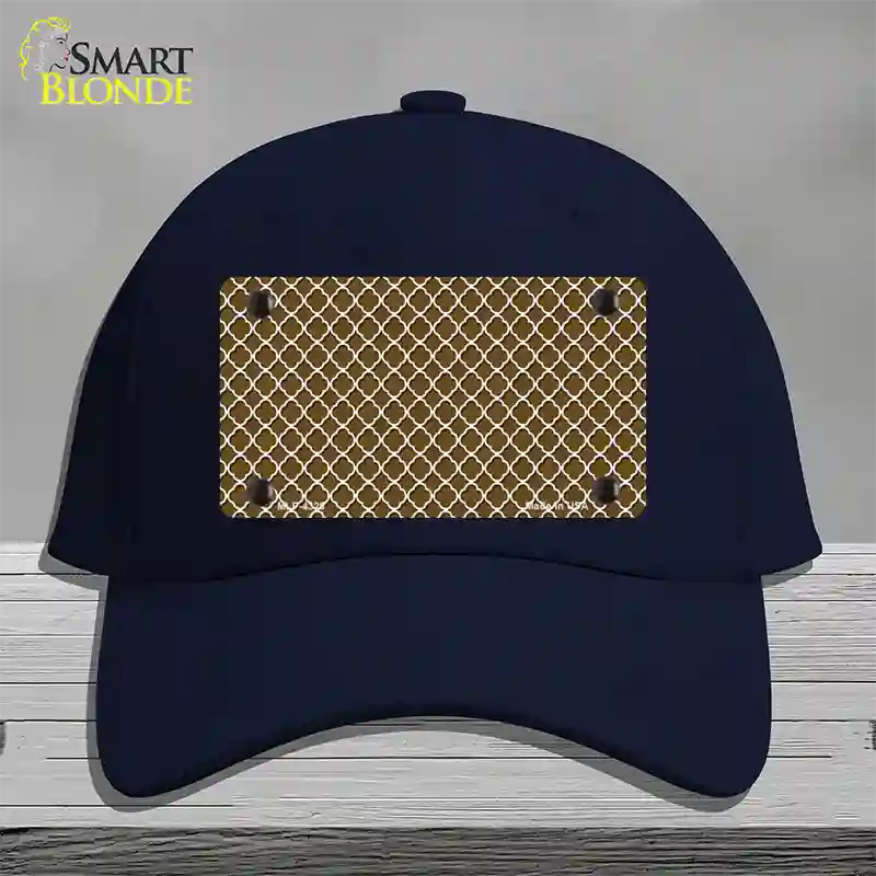 Brown White Quatrefoil Novelty License Plate Hat Cotton / Navy