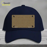 Brown White Quatrefoil Novelty License Plate Hat Cotton / Navy