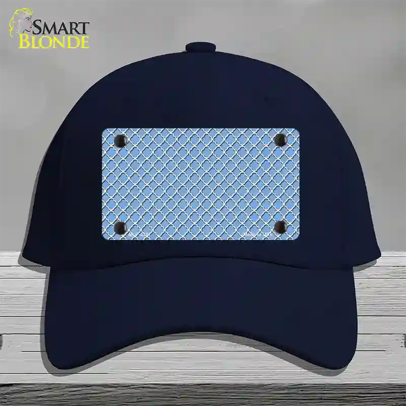 Light Blue White Quatrefoil Novelty License Plate Hat Cotton / Navy