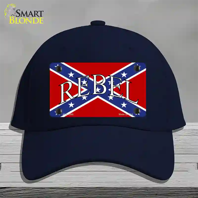 Rebel Confederate Flag Novelty License Plate Hat Cotton / Navy