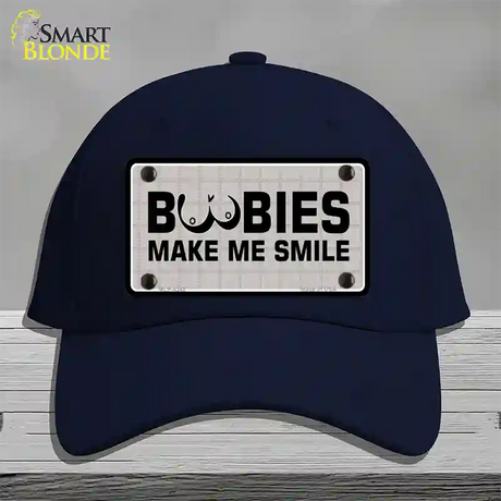 Boobies Make Me Smile Novelty License Plate Hat Cotton / Navy