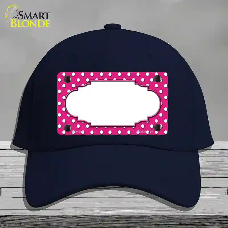 Scallop Pink White Polka Dot Novelty License Plate Hat Cotton / Navy