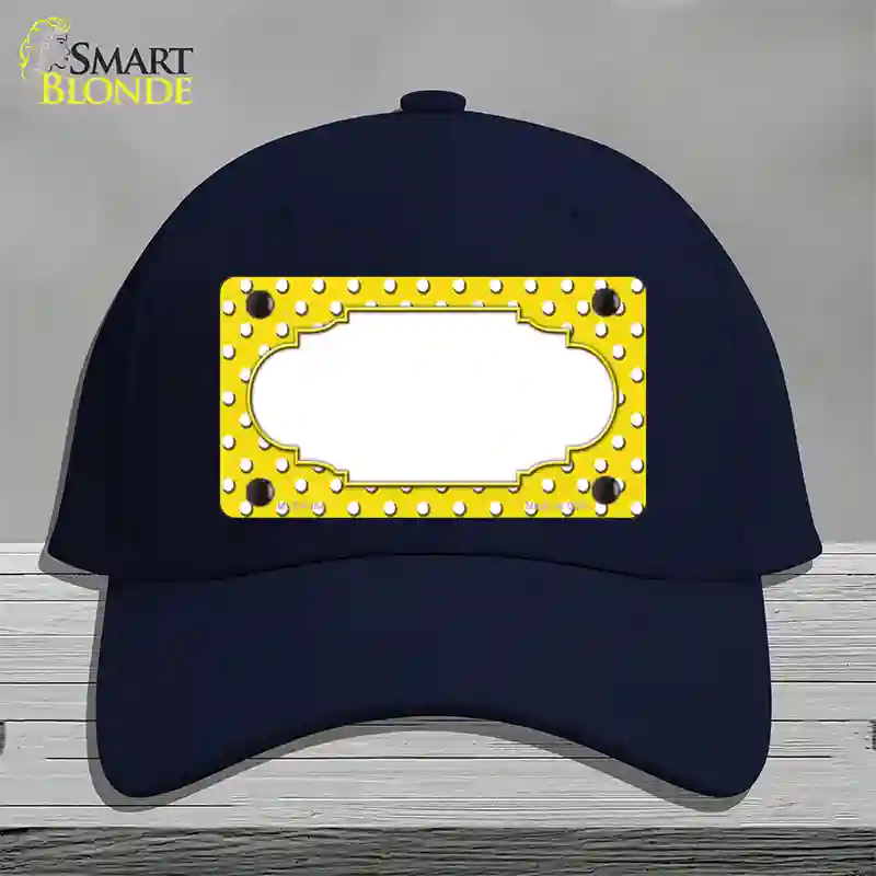 Scallop Yellow White Polka Dot Novelty License Plate Hat Cotton / Navy