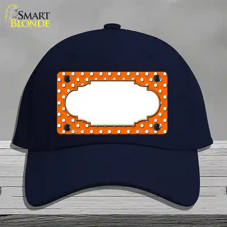 Scallop Orange White Polka Dot Novelty License Plate Hat Cotton / Navy