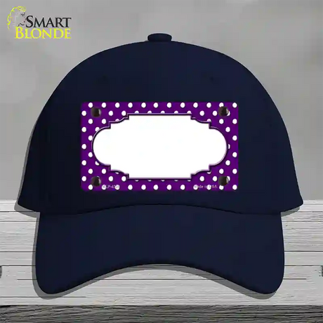 Scallop Purple White Polka Dot Novelty License Plate Hat Cotton / Navy