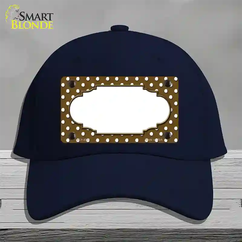 Scallop Brown White Polka Dot Novelty License Plate Hat Cotton / Navy