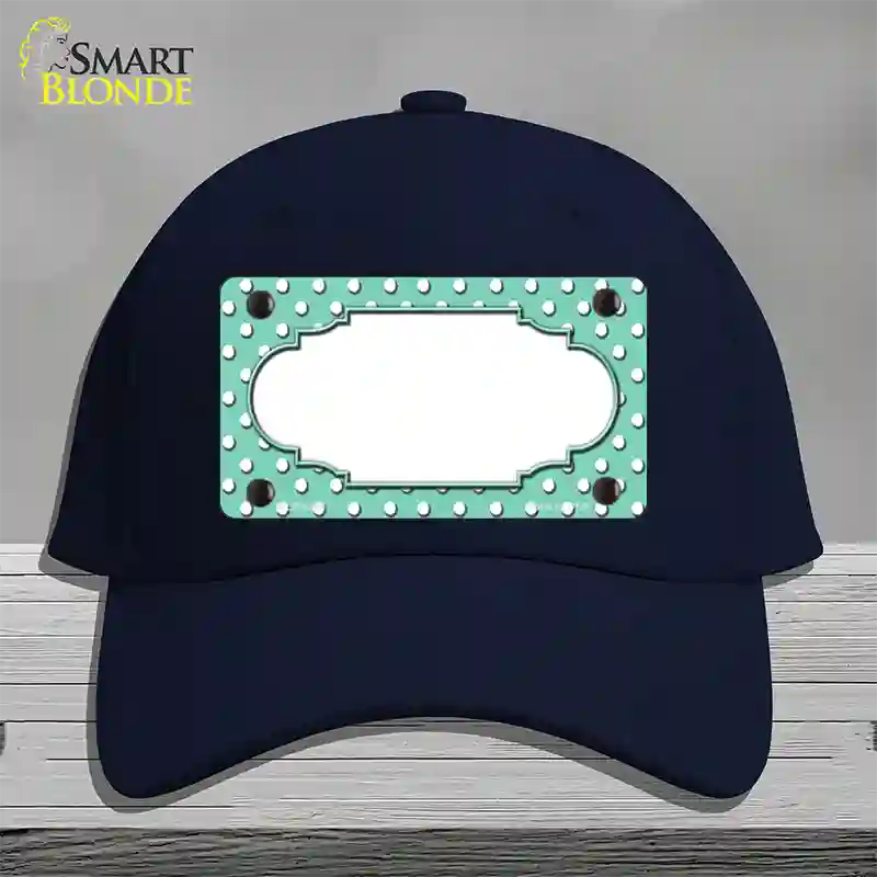 Scallop Mint White Polka Dot Novelty License Plate Hat Cotton / Navy