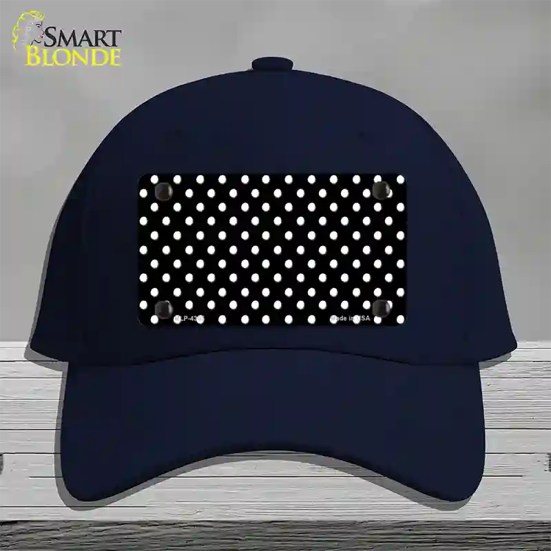 Black Polka Dot Novelty License Plate Hat Cotton / Navy