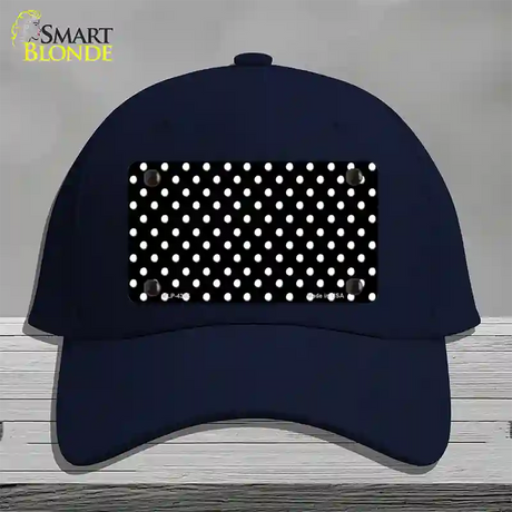 Black Polka Dot Novelty License Plate Hat Cotton / Navy