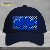 Blue White Polka Dot Center Hearts Novelty License Plate Hat Cotton / Navy