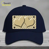 Gold White Polka Dot Center Hearts Novelty License Plate Hat Cotton / Navy