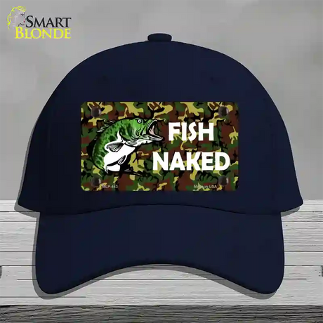 Fish Naked Novelty License Plate Hat Cotton / Navy