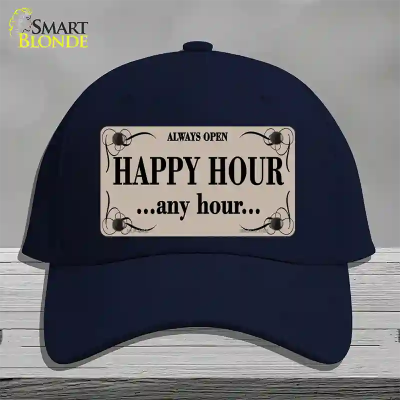 Happy Hour Any Hour Novelty License Plate Hat Cotton / Navy