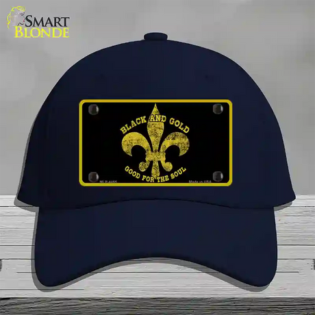 Saints Fleur De Lis Black Novelty License Plate Hat Cotton / Navy