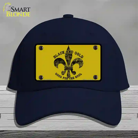 Saints Fleur De Lis Gold Novelty License Plate Hat Cotton / Navy