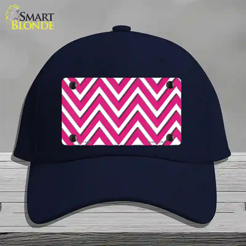 Pink White Large Chevron Novelty License Plate Hat Cotton / Navy