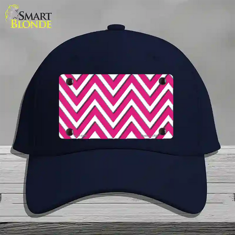 Pink White Large Chevron Novelty License Plate Hat Cotton / Navy