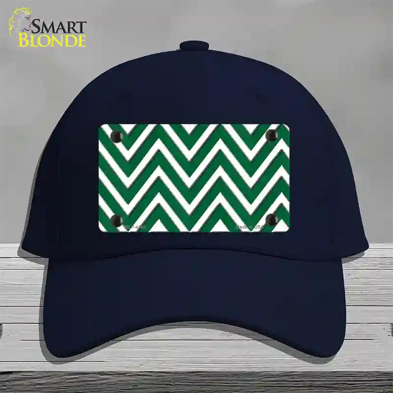 Green White Large Chevron Novelty License Plate Hat Cotton / Navy