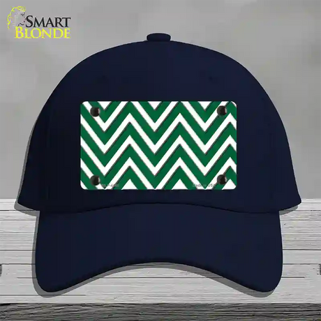 Green White Large Chevron Novelty License Plate Hat Cotton / Navy