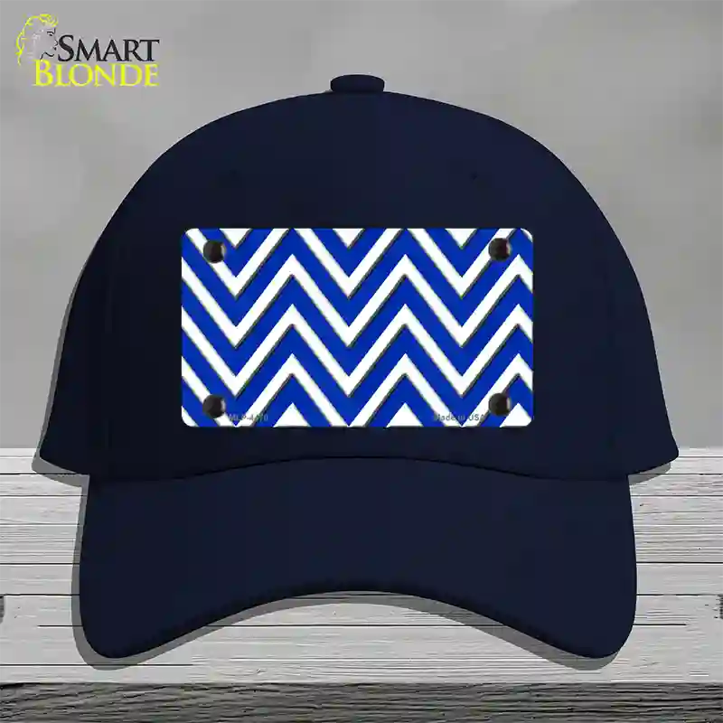 Blue White Large Chevron Novelty License Plate Hat Cotton / Navy